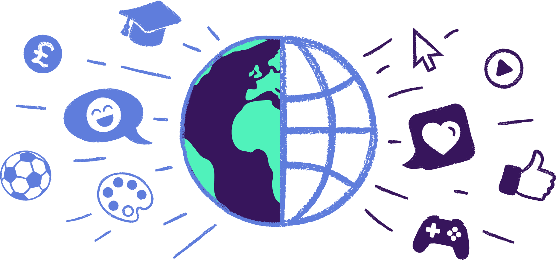 Graphic illustrating the online world