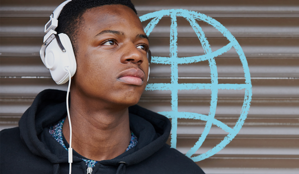 Teenage boy with headphones